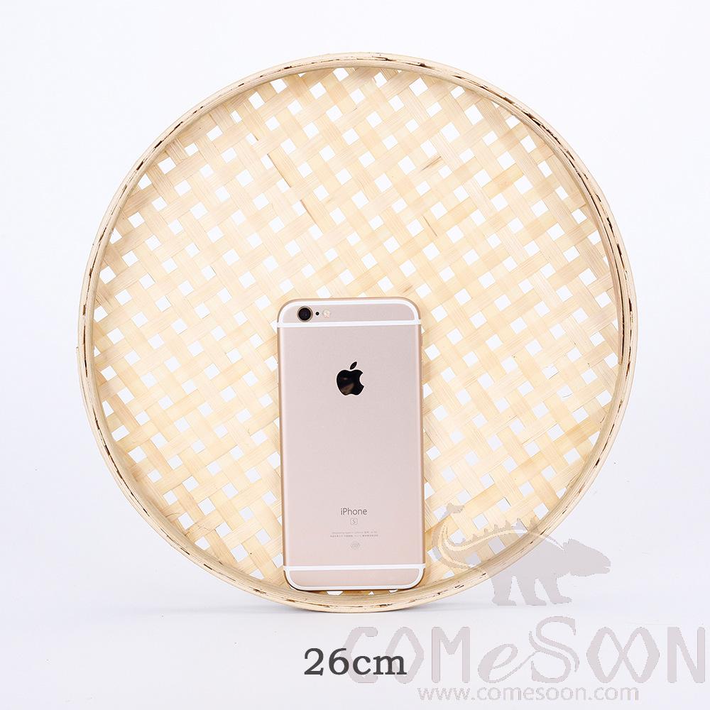 Cross Hole Flat Cover Bamboo Woven Filter, Φ26cm
