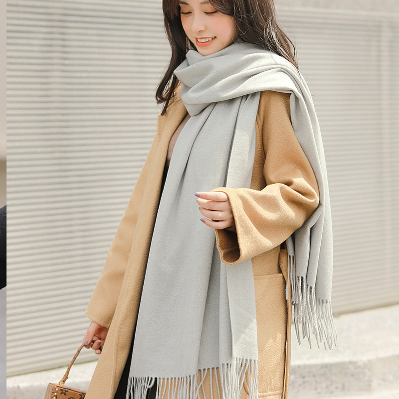 Scarf with Logo, W70*L200cm, Light Gray