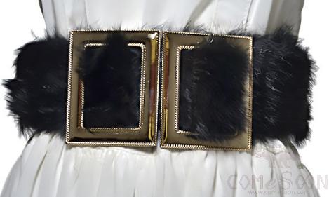 Belt-Elastic Band, Rabbit Hair, Imitation Leather
