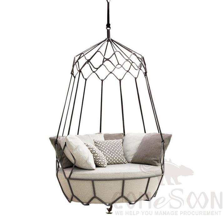Outdoor Sofa Swing-Φ93cm, High-Density Sponge, Φ93*228cm