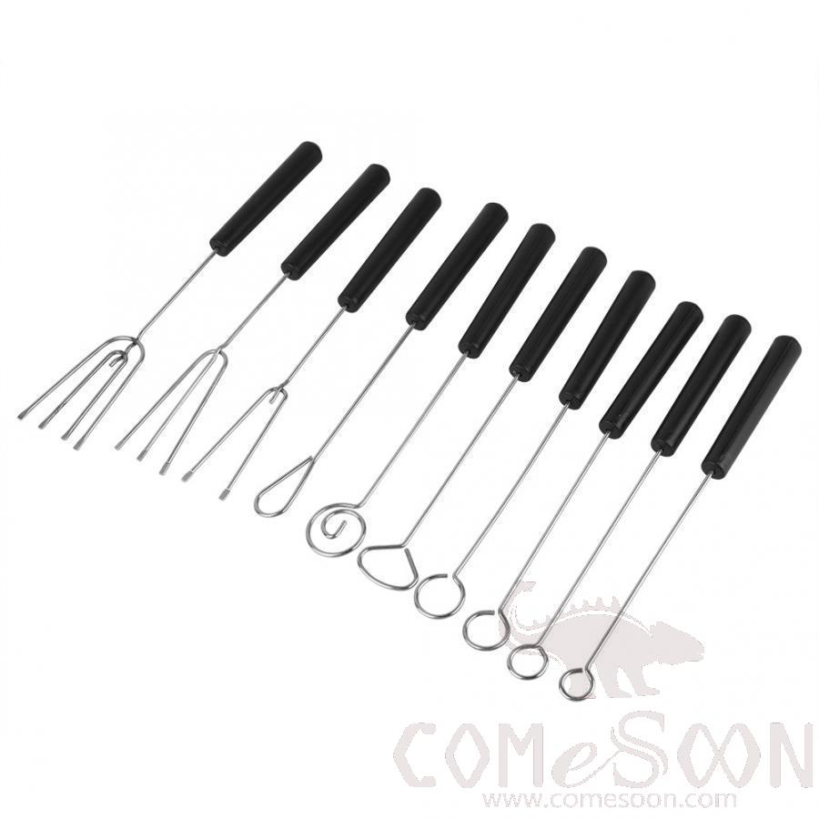 Set of 10 Chocolate Forks, 304 Ss+ PP Handle, 10pcs
