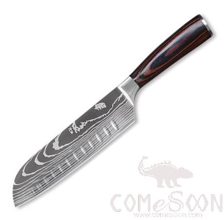 Imitate Damascus Pattern Santoku Knife 7 inch