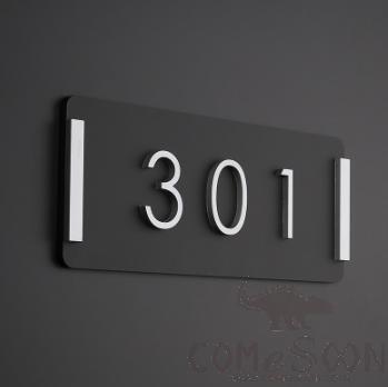 Door Number, Acrylic, Silver Edge Model Horizontal, 24*10cm