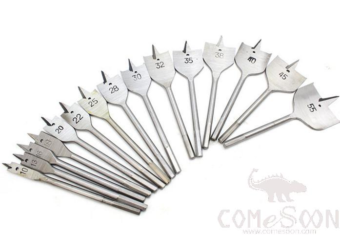 Flat Drill Bit Set, 8pc  12, 16, 18, 20, 22, 25, 28, 32 mm - Hard Pro Set Case