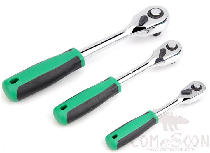 Quick Release Reversible Socket Ratchet Wrench 3/8", Chrome Vanadium Steel+ PP & Tpr Plastic Handle product image