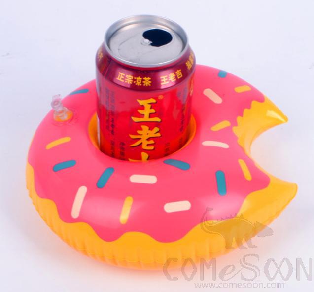 Inflatable Floating Beverage Cup Holder, Pink Doughnuts