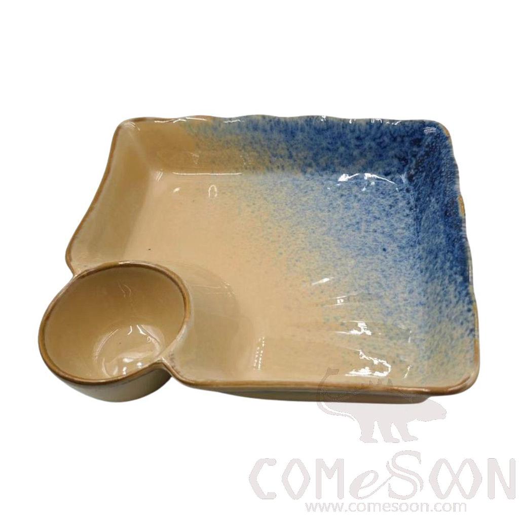 Blue Flame 7.5" Square Dumpling Plate
