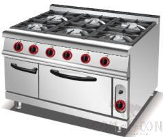 Gas 6-Burner Range with Gas Oven, Dimension:1200*900*920mm, Supply:7.8 X 6+ 5.8kw