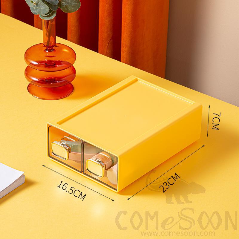 Storage Box Yellow Double Tray-W16.5*L23*H 7cm, PP