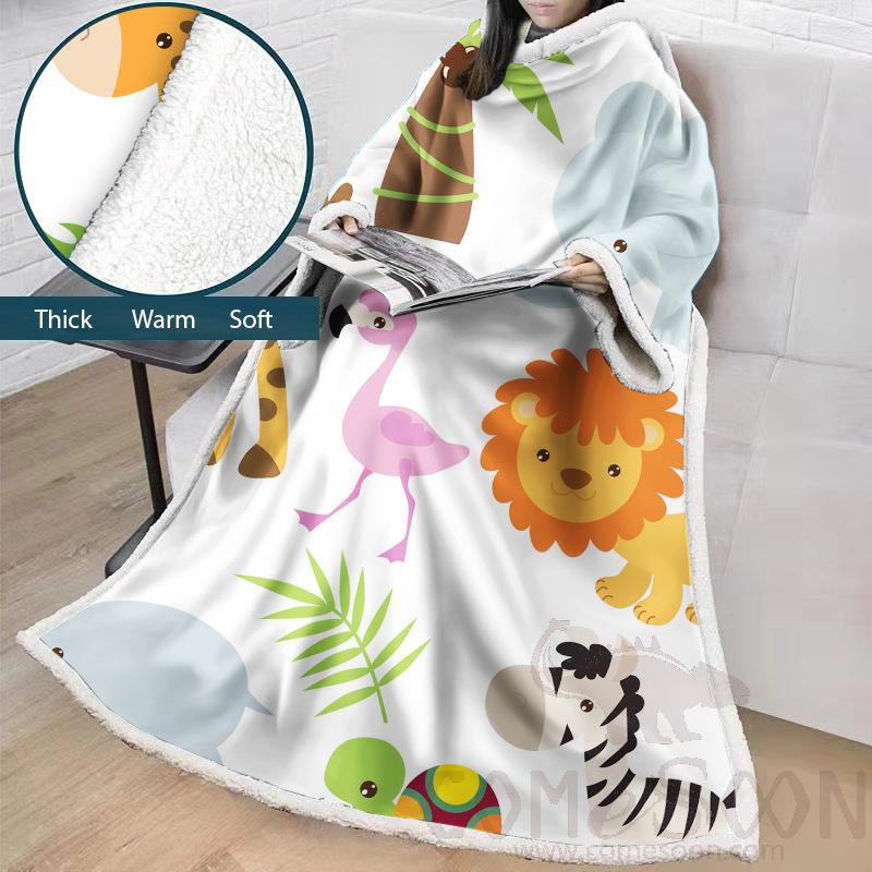 Cartoon Blanket with Sleeves, Crystal Velvet, 127*178 cm