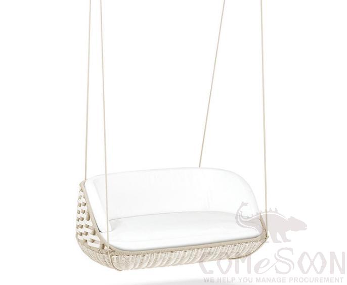 Outdoor Rattan Hanging Chair, PE Rattan+ Metal Frame+ Waterproof Cloth+ High Density Sponge