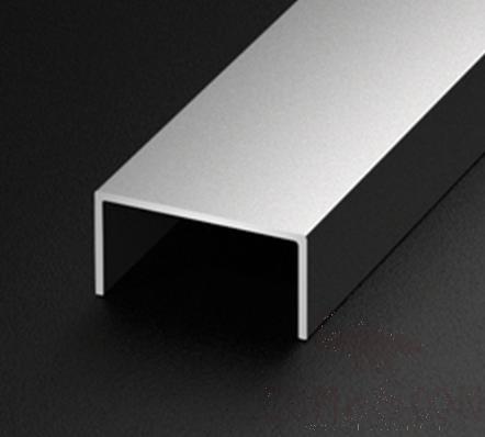 Aluminum U-Shaped Decorative Strip, W20mm*H10mm*L3m, Sand Silver