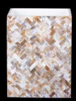 W2-White Bright Woven Flower Shell Square Trash Can, Resin+ Shell, 189 * 189 * 240 mm