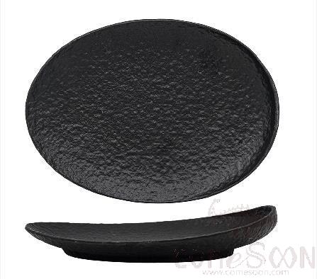 20118 Series 10.25" Oval Curved Shallow Plate - Matt Black