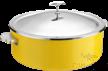 Chinese Straight 3-Ply Steel Yellow Warming Pot with Stainless Steel Lid+ Stainless Steel Steel Liner, 201/430 Ss+ Aluminum+ 304 Ss, Φ320×h120mm