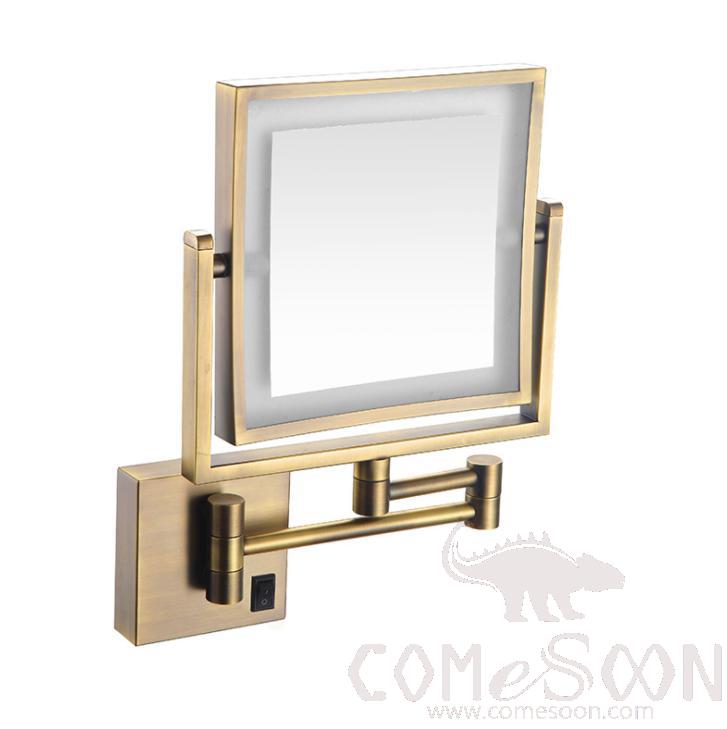Led Foldable Cosmetic Mirror-Battery Charging / Double-Sided Mirror - Antique - 8 inch (20cm) Single - Copper+ SUS304