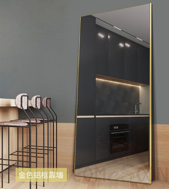 Aluminum Frame Wall-Mounted Mirror-Gold-400mm*1500mm