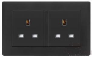 Dual 13a square corner socket
