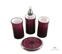 Flat Round Toilet Brush, PS, Wine Red, Soap Vending Machine Bottle 16.8 * 16.8 Cm; Toothbrush Holder 6.8 * 12.3 Cm; Cup 6.8 * 12 Cm; Soap Tray 13 * 2.5 * 2.5 cm
