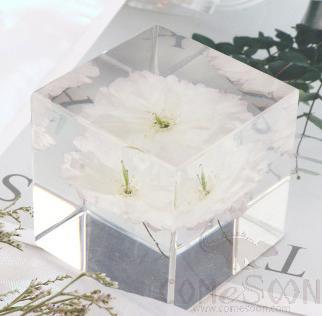 Resin Handicraft, 5*5*5cm, White Cherry