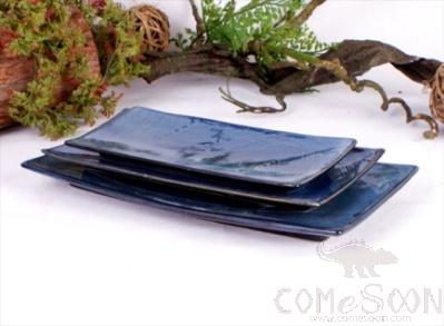 Blue Glaze 9.5" Rectangular Curve Plate
