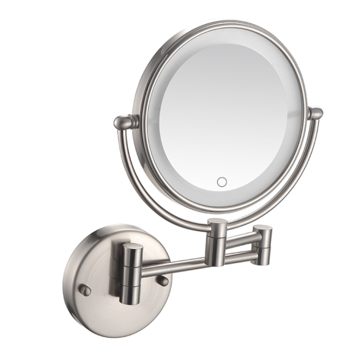Led Makeup Mirror-Plug / Double-Sided Mirror - Brushed Finish - 8 inch (20cm) Single - Copper+ SUS304