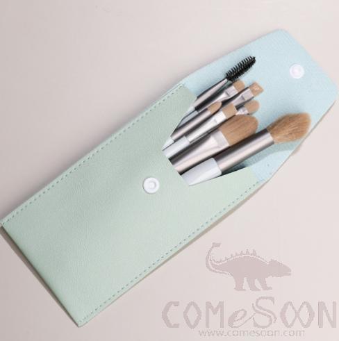 Nylon Cosmetic Brush Set of 8+ Organiser, Green, 14cm