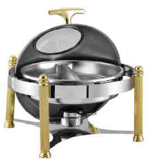6503 Series-Round Chafng Dish W/golden Feet&glass Lid