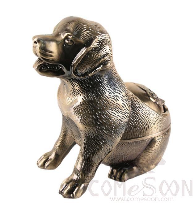 Dog Ashtray, Zinc Alloy, Green Antique, L14*W9*H15.5cm