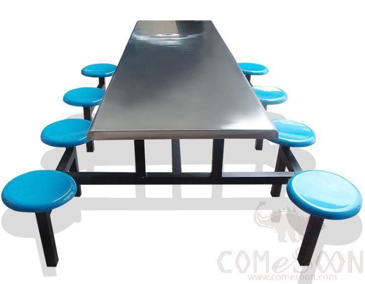 Stainless Steel Canteen Tables and Chairs-200*60*75cm, Plastics and Steel