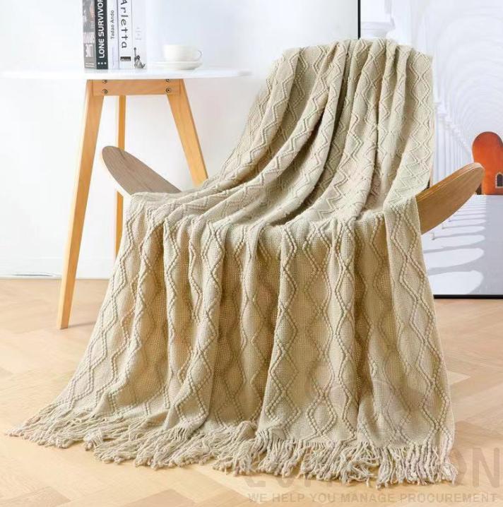 Blanket, Beige, Acrylic127*152+ 15cm