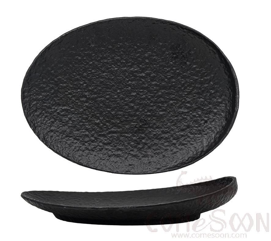 20118 Series 12.5" Oval Shaped Shallow Plate - Matt Black