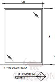 Aluminum Fixed Window, Black, 1800*2600mm