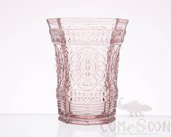 Colorful Emboss Water  Glass Cup 185ML Pink