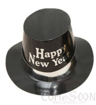 New Year Hat-Black with Silver