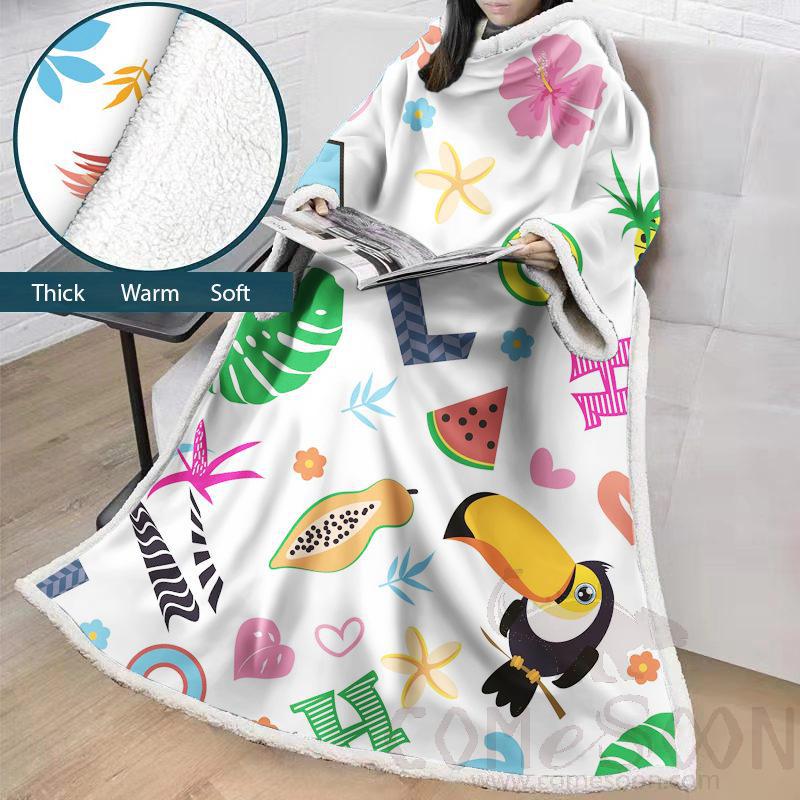 Cartoon Blanket with Sleeves, Crystal Velvet, 127*178 cm