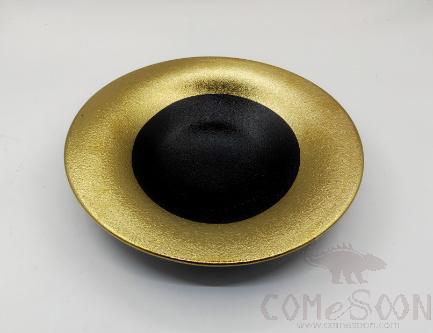 Electroplated Gold 10" Reverse Rim Yuan Bao Plate