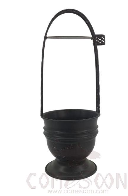 Large Hookah Charcoal Basket, Black, W 16cm, H 42.5cm, Iron