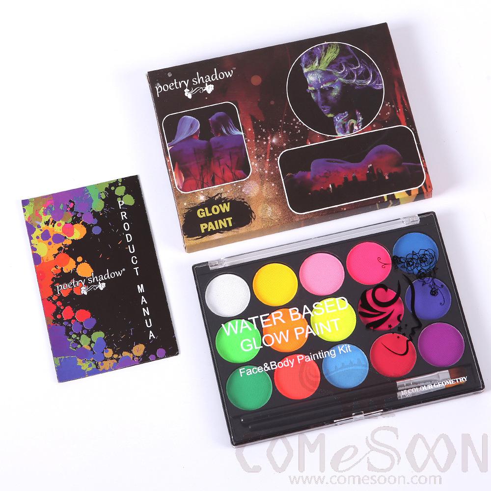 Fluorescent 15-Color Water-Soluble Body Paints, 14.5*10.5*1.3cm product image