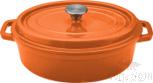 Orange Oval Enamel Pot, Cast Iron, 27*21*H10cm