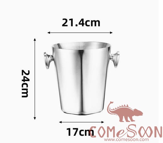 Mirror hexagonal ice bucket with ears, silver
