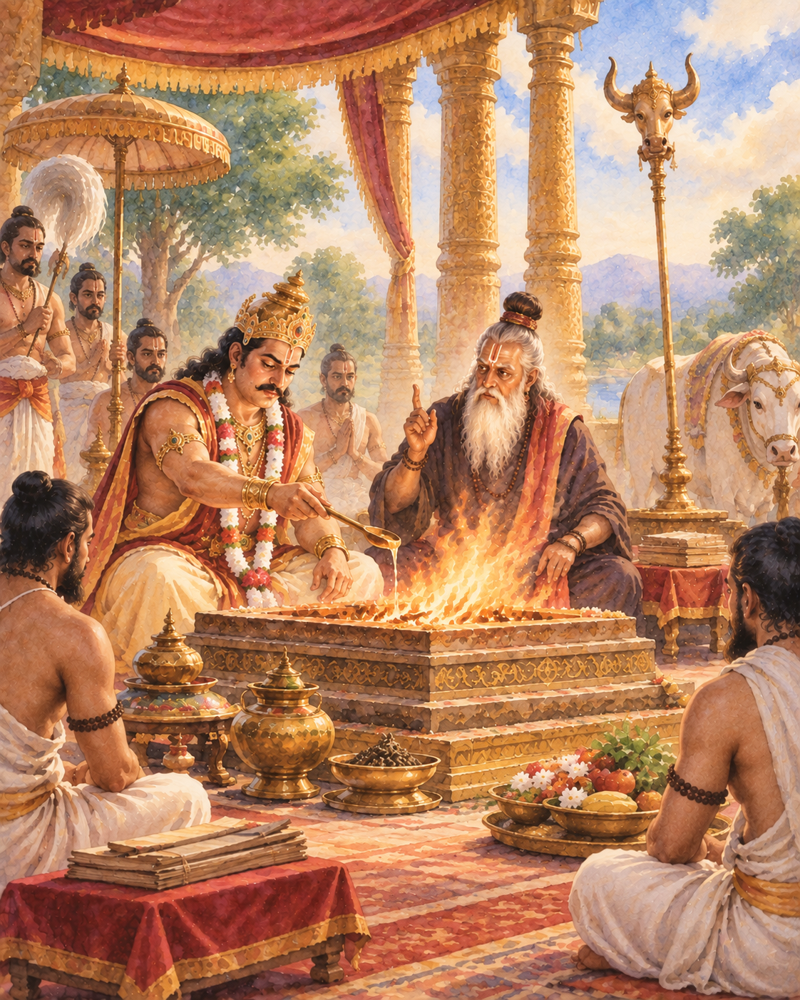 King Bali performing Yagna
