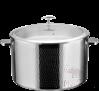 Triple Steel Hammer Stamped Warm Stock Pot with Glass Lid, 201/430 Ss+ Aluminum+ 304 Ss, Φ320×h250mm
