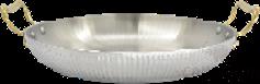 Triple Steel Vertical Double Ear Round Vegetable Dish Pan, 201/430 Ss+ Aluminum+ 304 Ss, Φ400×h60mm product image