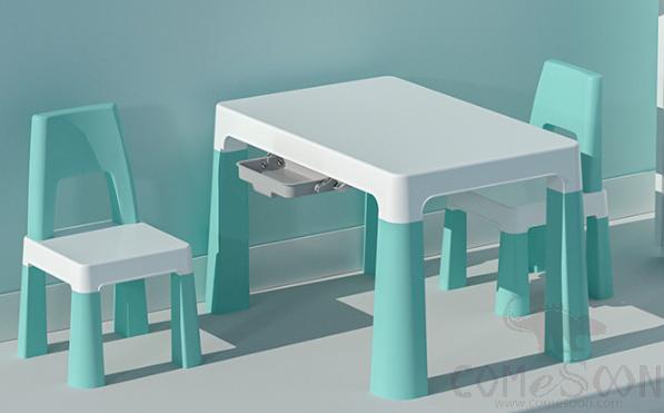 Children's Tables and Chairs, PP, Green, 1 Table and 4 Chairs