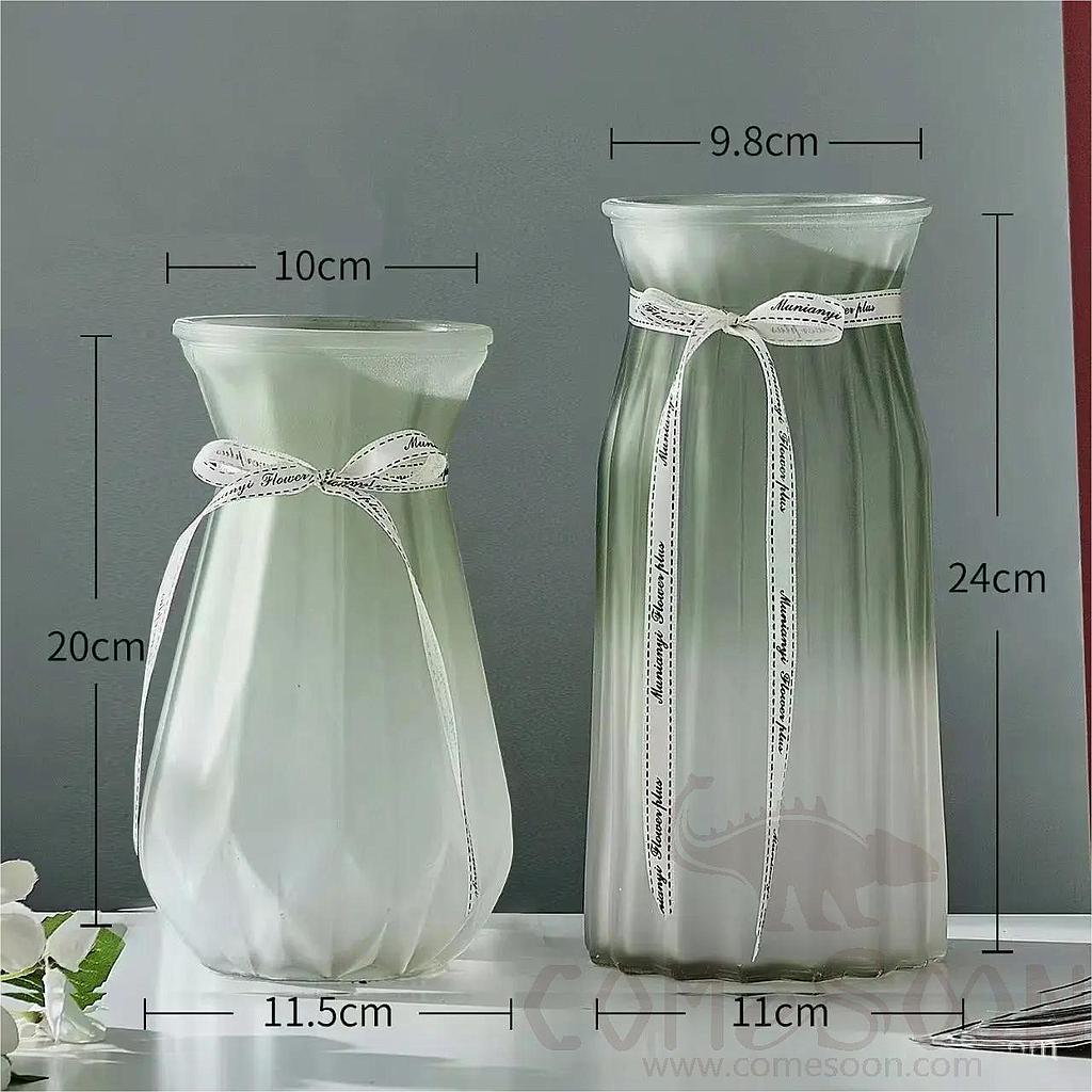 Vase Set, Glass, Gradient Green