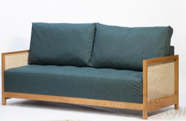 Sofa, White Oak+ Natural Bamboo and Rhubarb, 2100*900* 670 mm