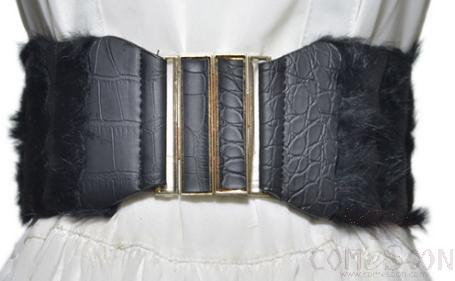 Belt-Elastic Band, Rabbit Hair, Imitation Leather