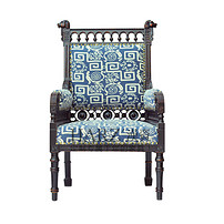 European Classical Haipai Retro Solid Wood Engraving Fabric Single Sofa Chair High-End Vintage Luxury Leisure Sofa
