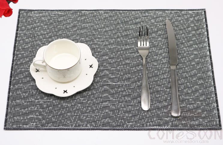 PVC Placemat, Black and White Jacquard Dripping Silk